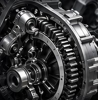 Close-up of a dual-clutch transmission's internals