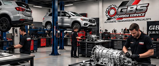 GBS technicians working on an automatic gearbox in the workshop
